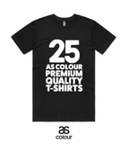 25x Black AS Colour 'Staple' Screen Printed T-Shirts (White Prints)