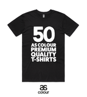 50x Black AS Colour 'Basic' Screen Printed T-Shirts (White Prints)