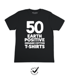 50x Black Earth Positive Organic Cotton Screen Printed T-Shirts (White Prints)